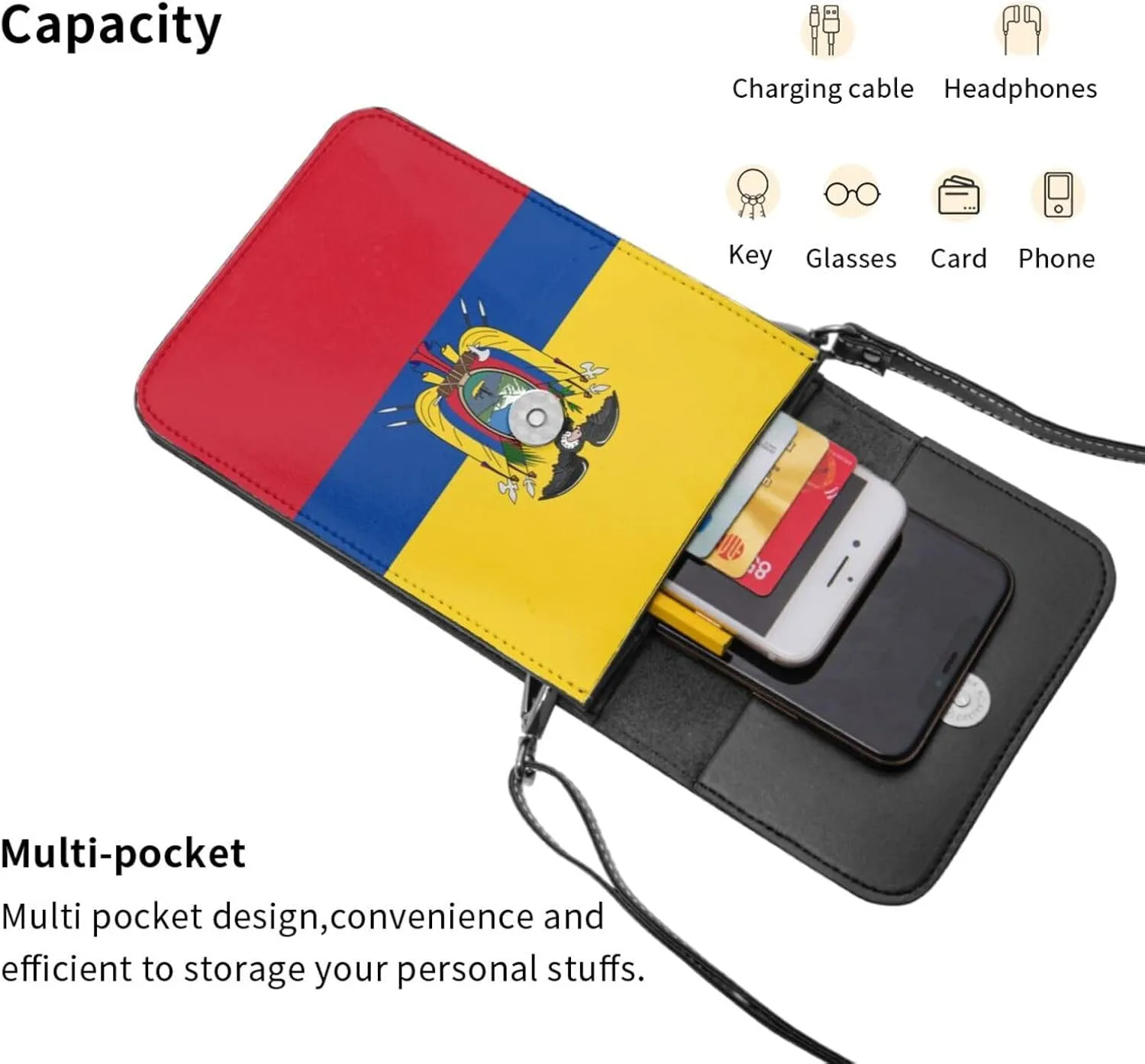 German Germany Flag Small Crossbody Purse Cell Phone Bag for Women