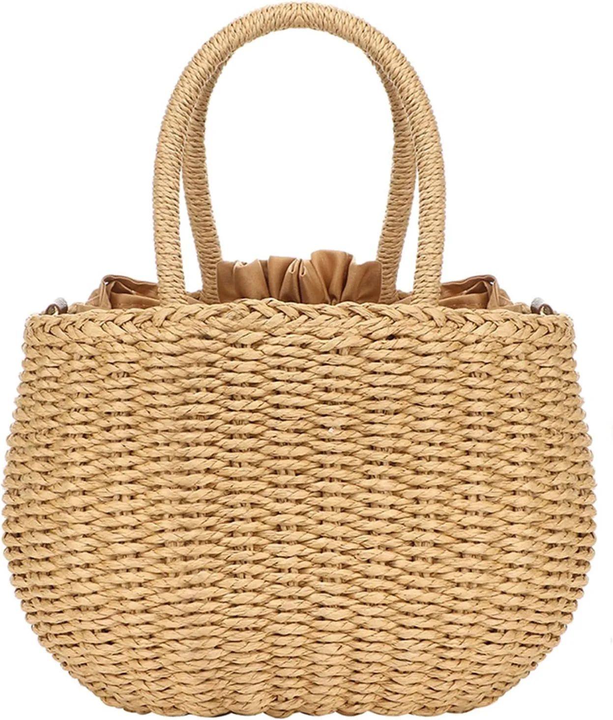 Gets Straw Bags for Women Hand-woven Small Hobo Bag Round Handle Ring Tote