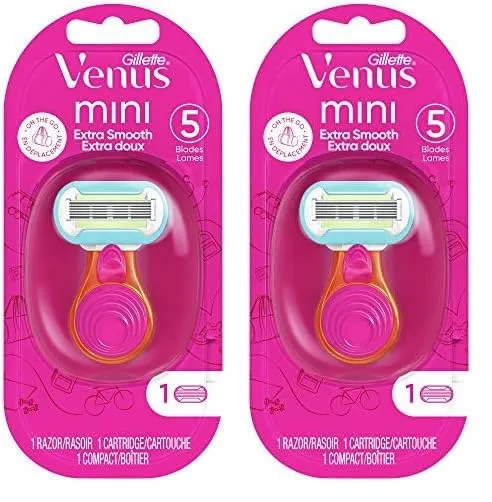 Gillette Venus Snap Cosmo Pink with Extra Smooth Women's On-The-Go Razor - 1 Handle   1 Refill (Pack of 2)