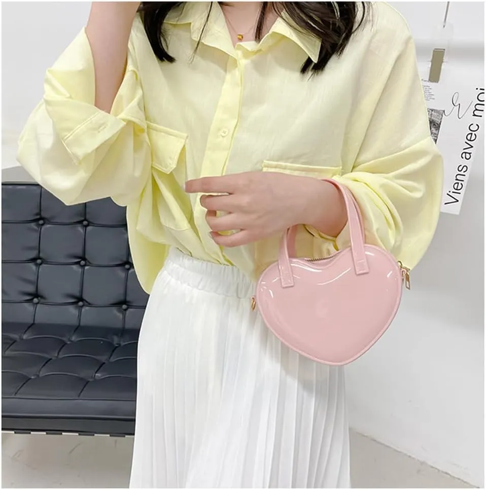 Girls Novelty Mini Heart-Shaped Purse Chain Purse Shoulder Crossbody Bags Tote Handbag Travel Wallet Bag for Women Girl Gift