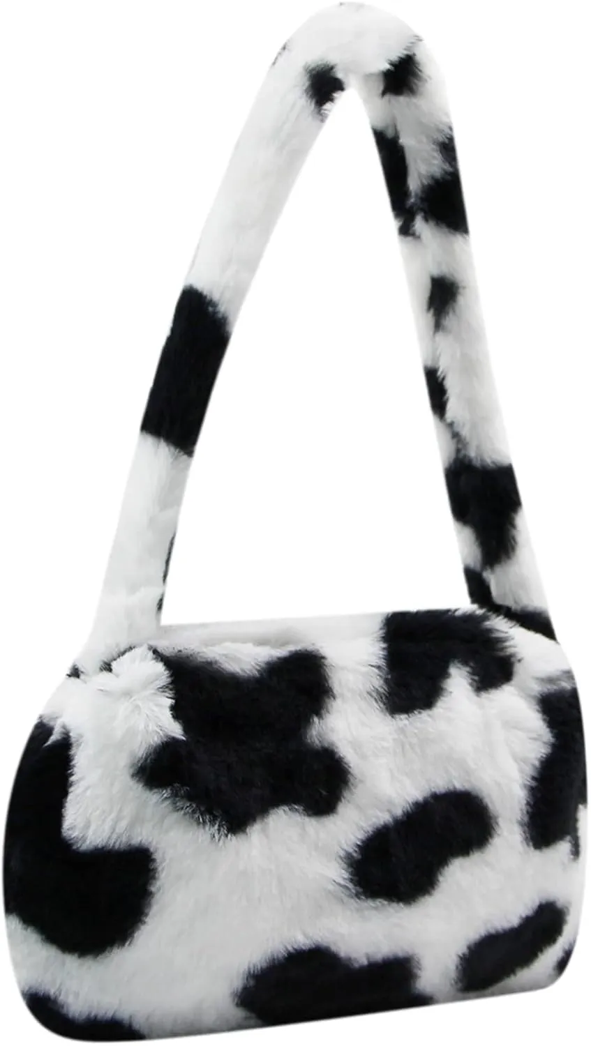 Girls Women Shoulder Clutch Purse Underarm Bag Fluffy Fuzzy Faux Fur Mini Cute Tote Handbag