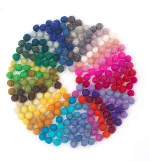 Glaciart One Wool Felt Balls Super Small (240 Pieces) 0.5 Centimeter - 0.2 Inch, Tiny Handmade Felted 40 Color (Red, Blue, Yellow, Black, Pastel and More) Bulk Small Puff for Felting and Jewelery