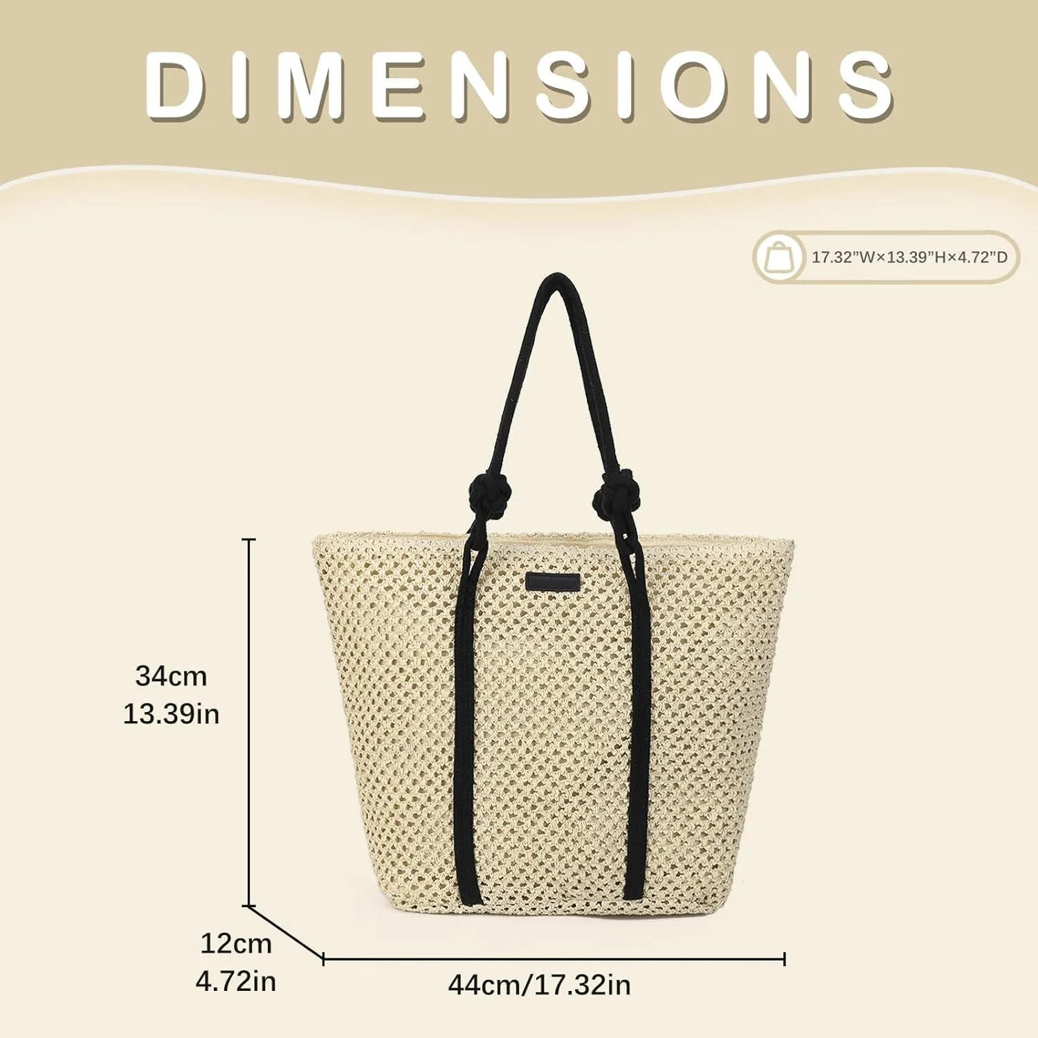 Gladdon Straw Tote Bag Beach Accessories for Women Vacation Woven Large Shoulder Purses