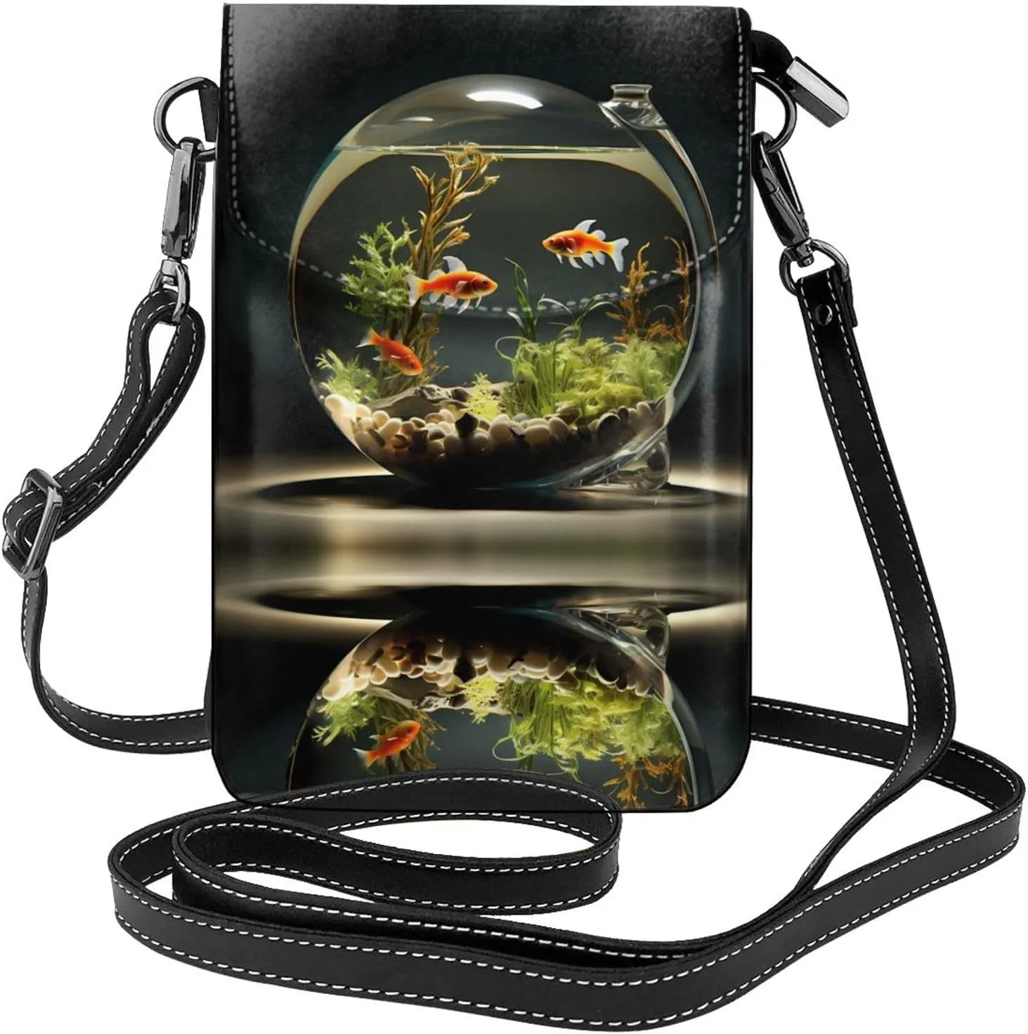 Glass Fishbowl Lightweight leather crossbody phone bag, women's shoulder bag cell phone wallet, travel bag with credit card slots,