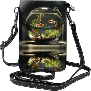 Glass Fishbowl Lightweight leather crossbody phone bag, women's shoulder bag cell phone wallet, travel bag with credit card slots,
