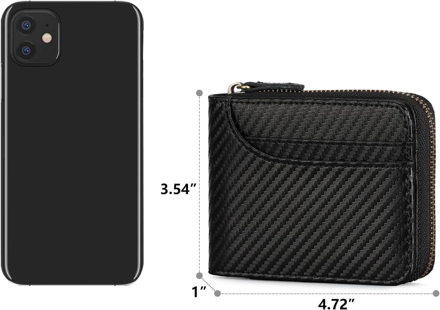 GOIACII Wallets for Men Genuine Leather Front Pocket Wallet RFID Zip Around Bifold Credit Card Holder