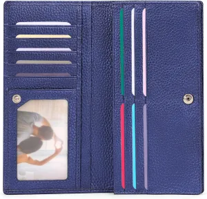 GOIACII Wallets for Women RFID Blocking Ultra Slim Real Leather Credit Card Holder Clutch
