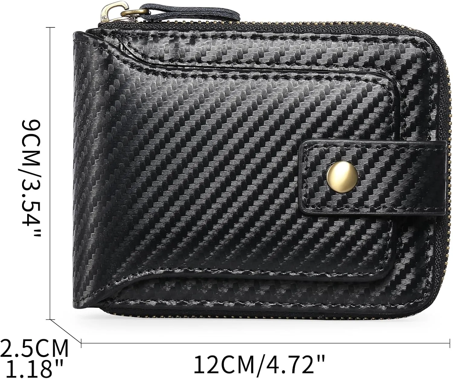 GOIACII Zipper Wallet for Men Genuine Leather RFID Blocking Mens Wallet with Zipper Coin Pocket ID Window Zipper Wallets Large Capacity