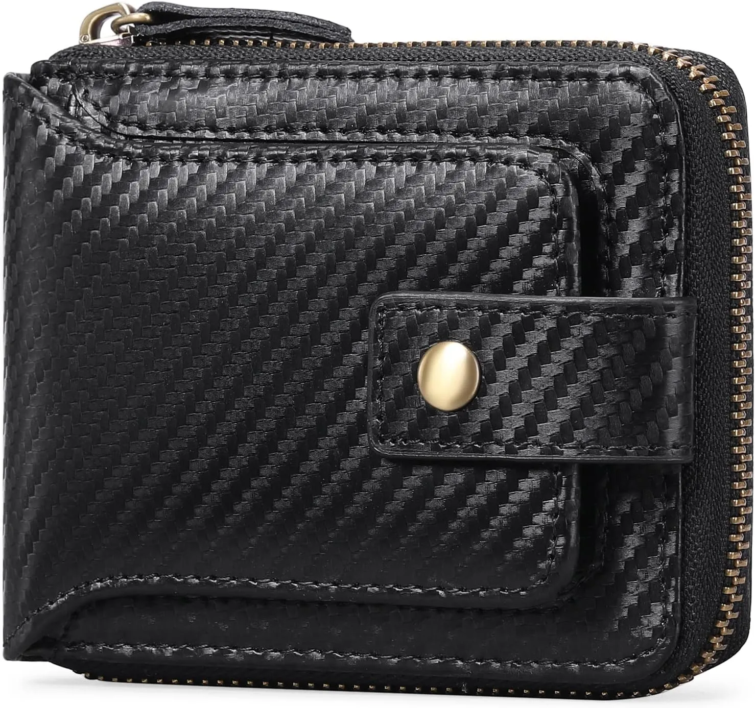 GOIACII Zipper Wallet for Men Genuine Leather RFID Blocking Mens Wallet with Zipper Coin Pocket ID Window Zipper Wallets Large Capacity