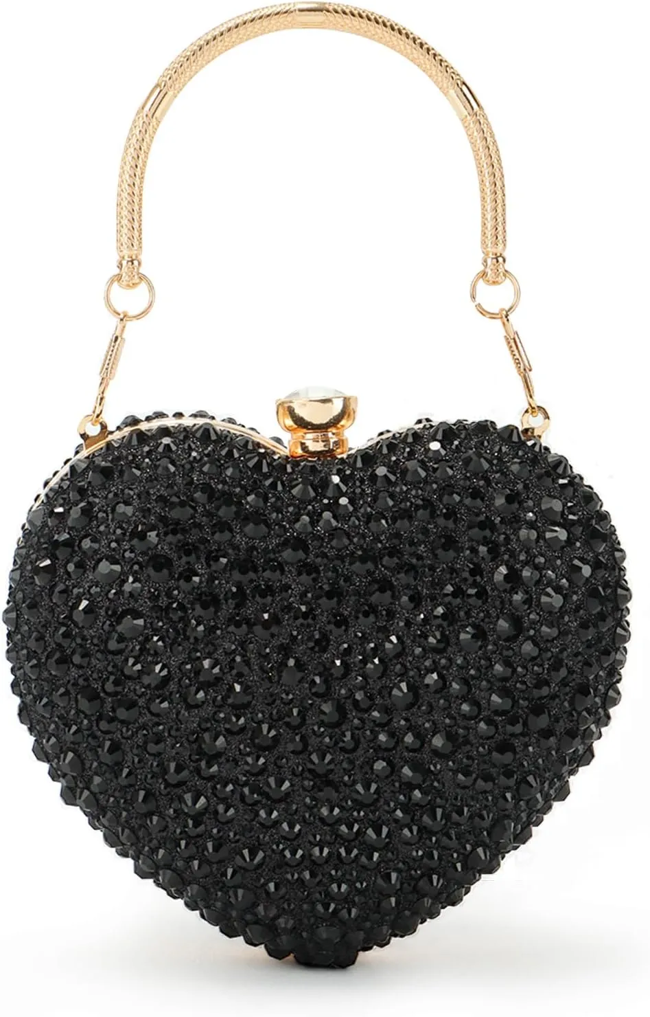 GOKTOW Mini Heart Shaped Purse,Valentines Purses and Handbags,Rhinestone Evening Purse Clutch for Womens