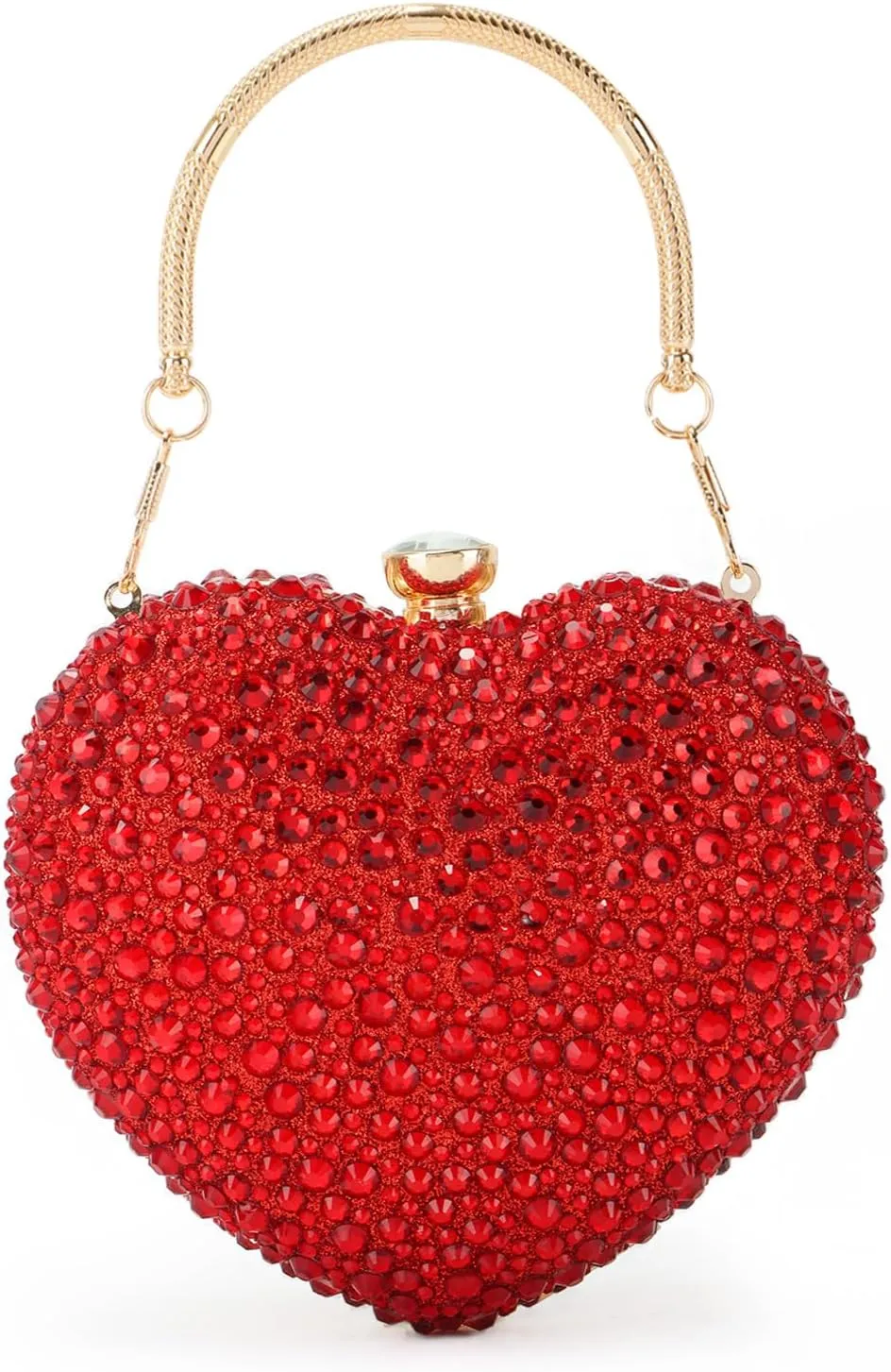 GOKTOW Mini Heart Shaped Purse,Valentines Purses and Handbags,Rhinestone Evening Purse Clutch for Womens