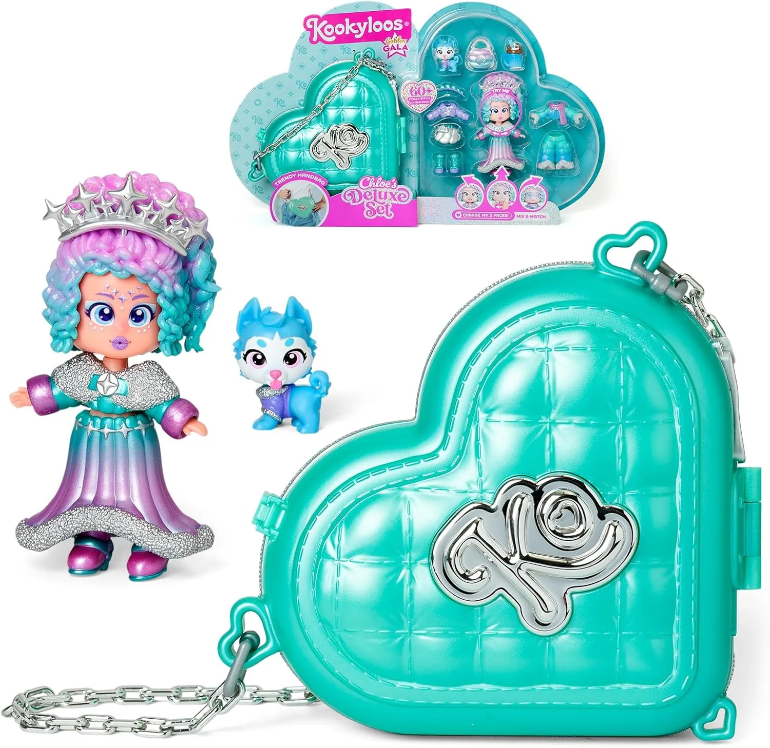 Golden Gala Series CHLOE'S Deluxe Set – Collectible Doll from the Golden Gala Series Includes 1 Doll, 3 Sets of Clothes, 2 Pairs of Shoes, 1 Animal and Accessories, 1 Bag