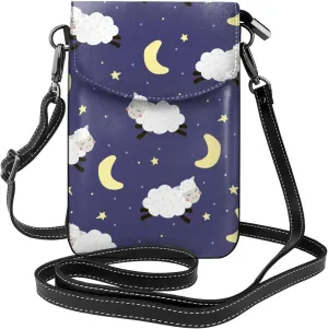 Goodnight Sheep Small Crossbody Bags for Women Travel Cell Phone Pouch PU Leather Cross Body Bag Adjustable Shoulder Strap Phone Purses Lightweight Wallet Purse with Credit Card Slots
