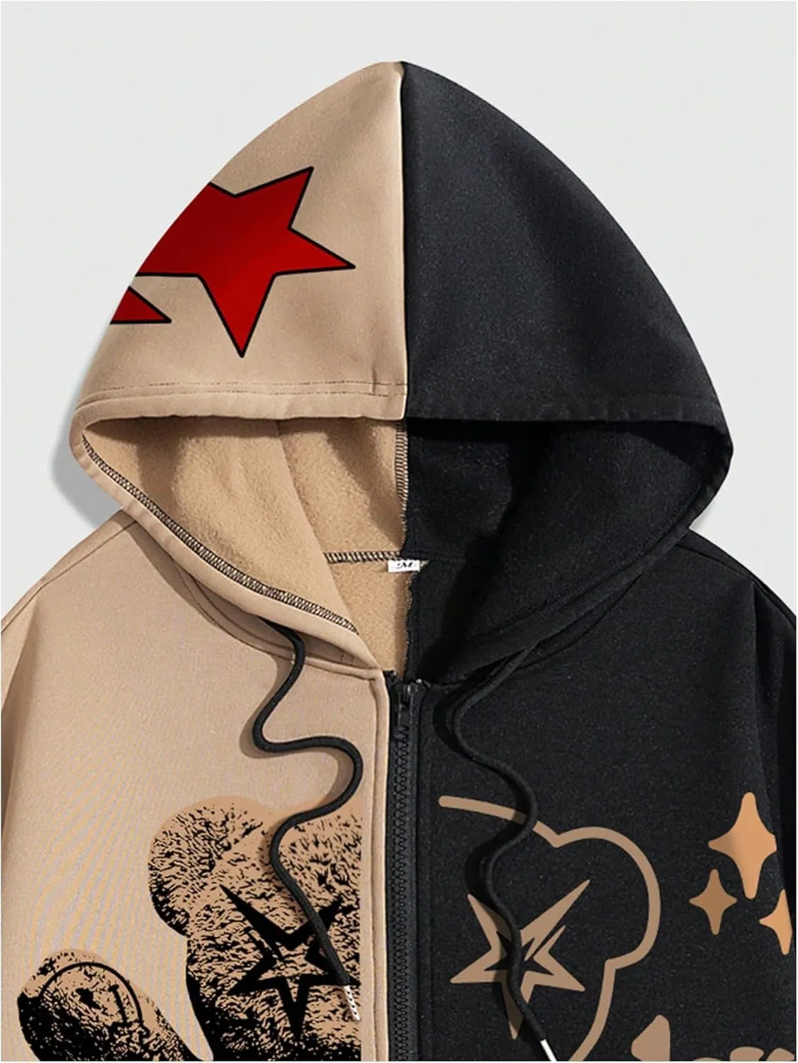 GORGLITTER Y2k Zip Up Hoodies for Men Graphic Sweatshirts long Sleeve Designer Hoodies Pullover Streetwear