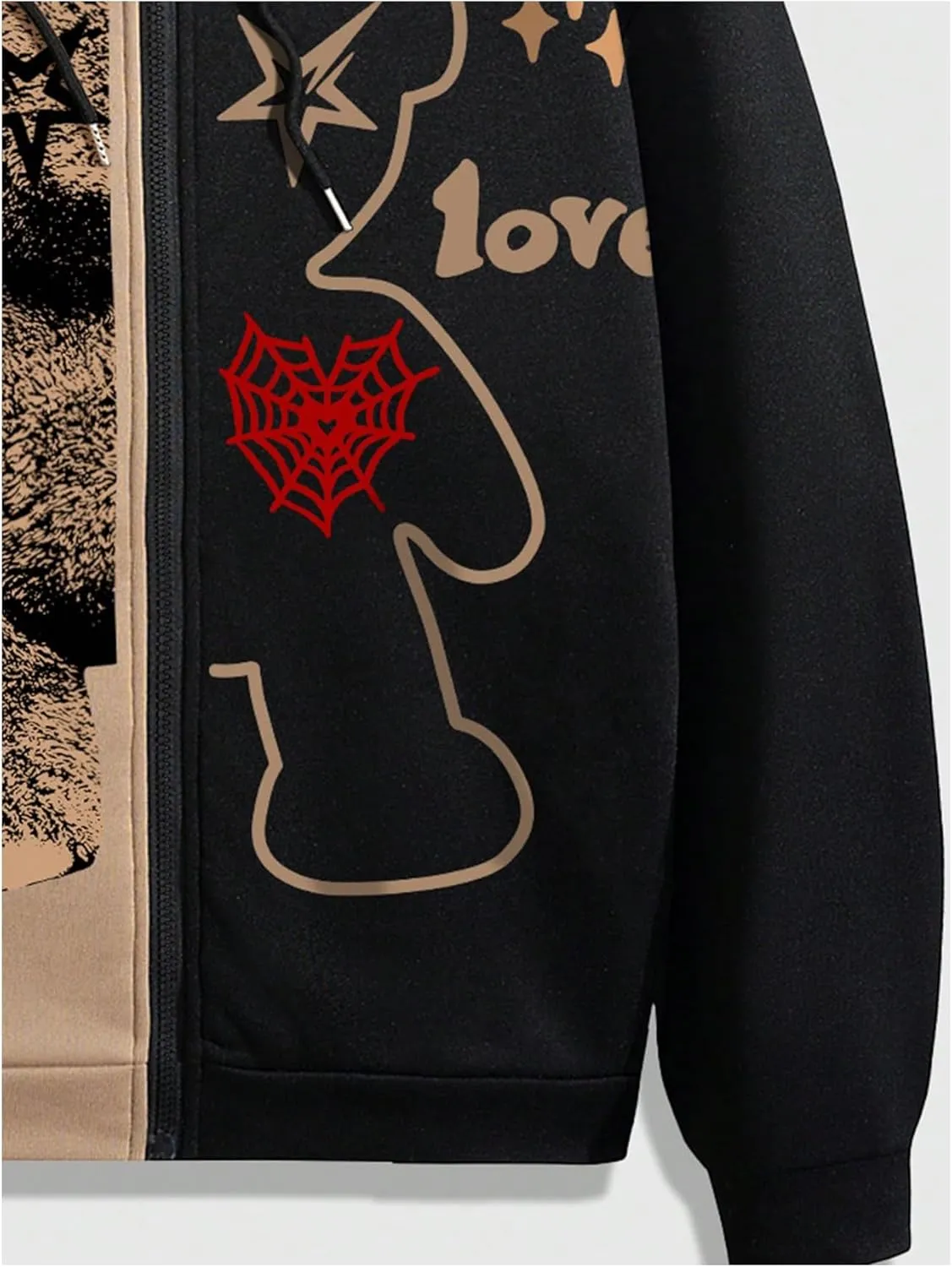 GORGLITTER Y2k Zip Up Hoodies for Men Graphic Sweatshirts long Sleeve Designer Hoodies Pullover Streetwear