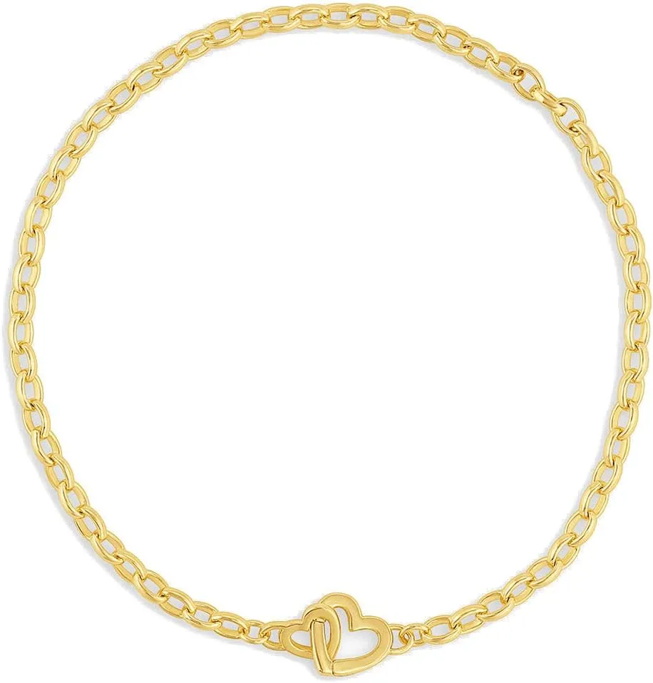 gorjana - Parker Heart Mini Bracelet 7 1/4" - 18k Gold Plated - Celebrate Meaningful Connections - Stacking Bracelets for Style - Elegant Interlocking Design
