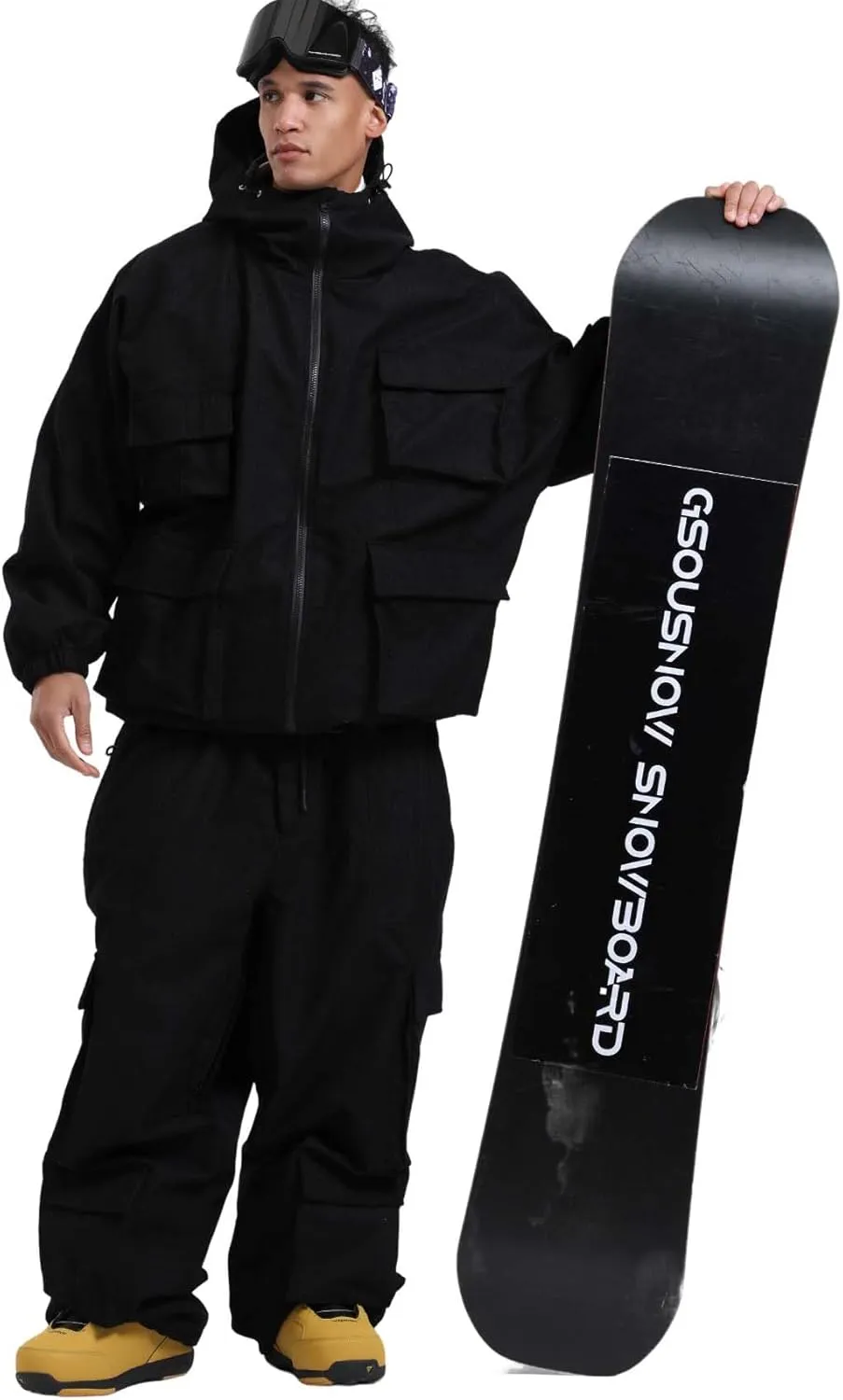 GSOU SNOW Womens Mens Baggy Snowboard Jacket Cargo Ski Cloth Multi-Pockets Warm Waterproof Windproof Mountain