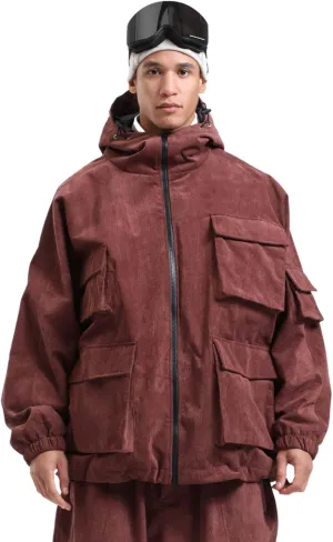GSOU SNOW Womens Mens Baggy Snowboard Jacket Cargo Ski Cloth Multi-Pockets Warm Waterproof Windproof Mountain