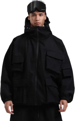 GSOU SNOW Womens Mens Baggy Snowboard Jacket Cargo Ski Cloth Multi-Pockets Warm Waterproof Windproof Mountain