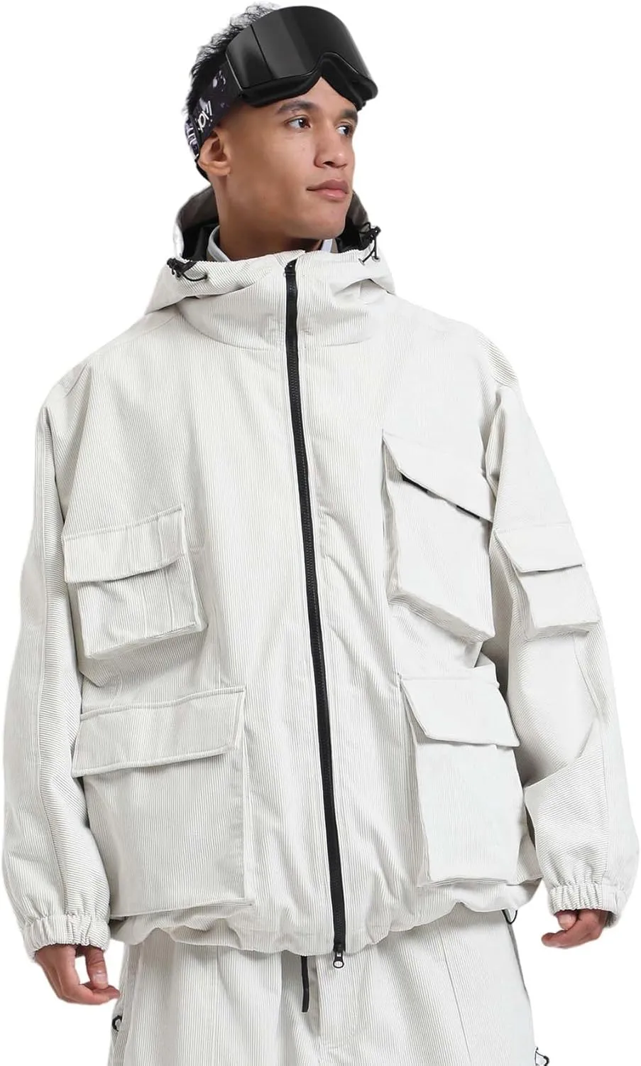 GSOU SNOW Womens Mens Baggy Snowboard Jacket Cargo Ski Cloth Multi-Pockets Warm Waterproof Windproof Mountain