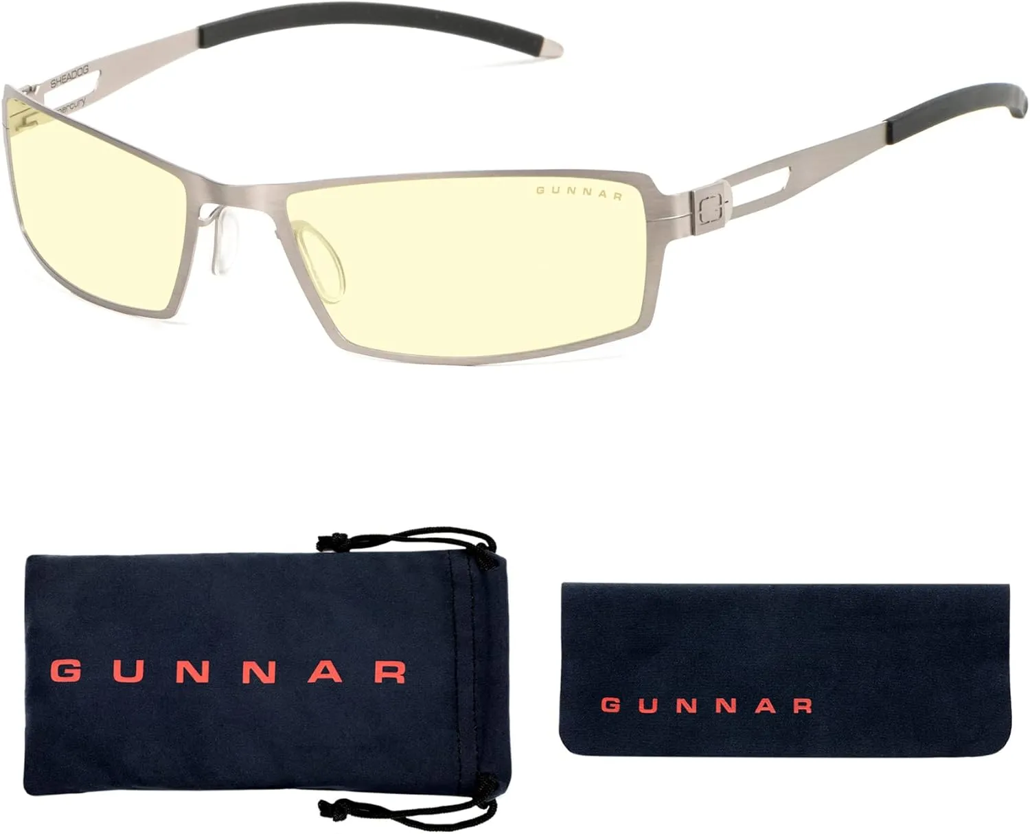 GUNNAR - Premium Gaming and Computer Glasses - Blocks 65% Blue Light - SheaDog, Mercury, Amber Tint