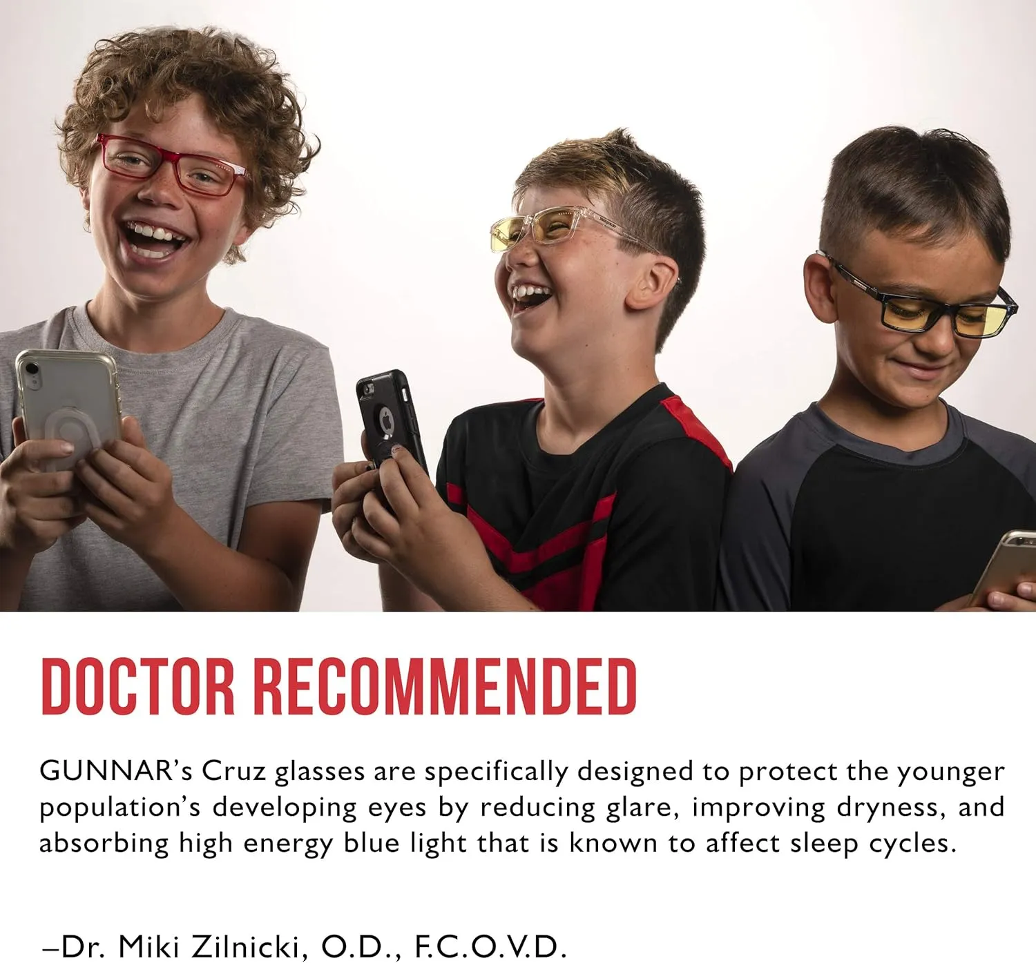 Gunnar - Premium Glasses for Kids (Age 12 ) - Blocks 65% Blue Light - Cruz