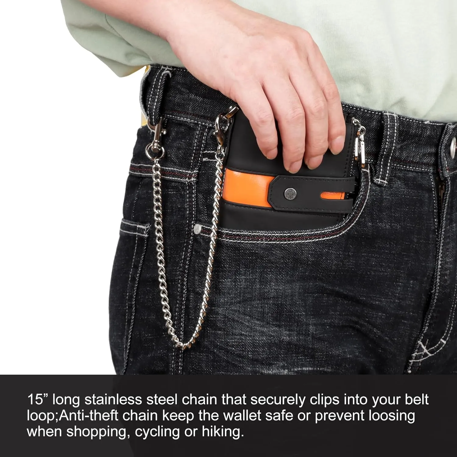 gzcz Mens Wallets with Chain Genuine Leather Bifold Wallet for Mens Rfid Blocking Mens Purse With Credit Card