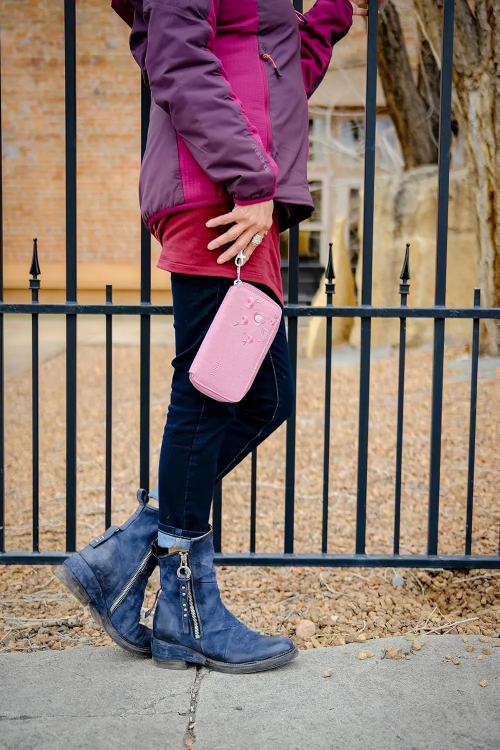 HAIKU Intrepid Small and Slim Women's Wristlet Wallet, Clutch Purse, Zip Around RFID-Blocking Credit Card holder, and ID Holder, Cherry Blossom