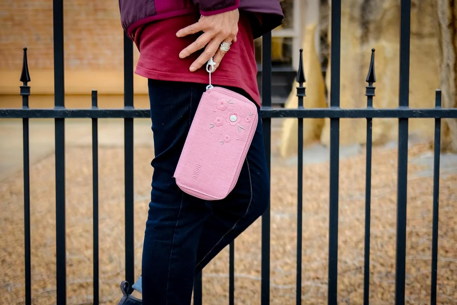 HAIKU Intrepid Small and Slim Women's Wristlet Wallet, Clutch Purse, Zip Around RFID-Blocking Credit Card holder, and ID Holder, Cherry Blossom