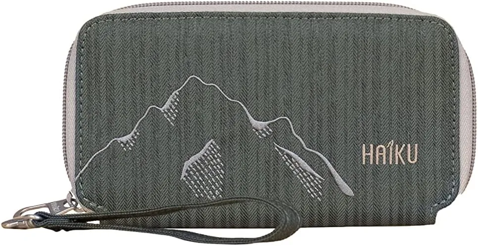 HAIKU Intrepid Small and Slim Women's Wristlet Wallet, Clutch Purse, Zip Around RFID-Blocking Credit Card holder, and ID Holder, Deep Forest