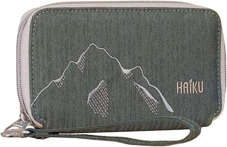 HAIKU Intrepid Small and Slim Women's Wristlet Wallet, Clutch Purse, Zip Around RFID-Blocking Credit Card holder, and ID Holder, Deep Forest