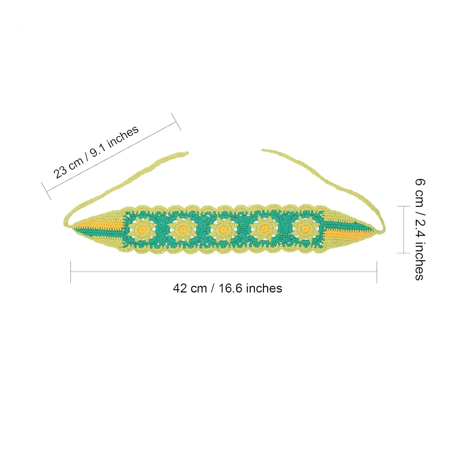 HAIMEIKANG Hippie Hair Bandanas Headbands for Women Boho Headband Knit Hair Bands Floral Head Wrap for Girls(red green pueple)