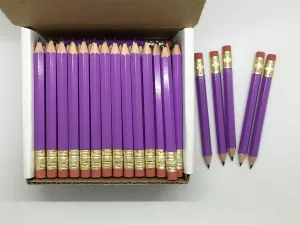 Half Pencils with Eraser - Golf, Classroom, Pew, Short, Mini, Small. Church, Non Toxic - Hexagon, Sharpened, 2 Pencil, Color - Lilac (purple), Box of 72 (1/2 Gross) Golf Pocket Pencils™