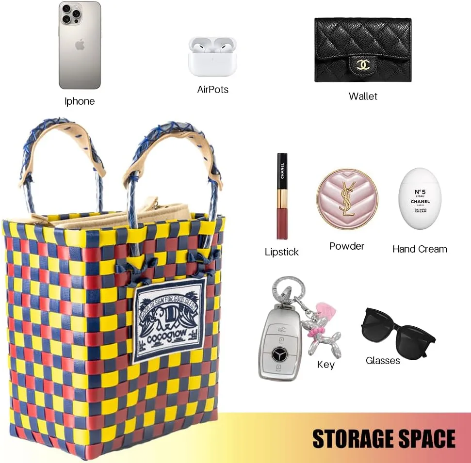 Hand Woven Applique Bag, PP eco-friendly Woven Handbag, Handbag, Fashionable Travel Bag, Women's Handbag and Wallet