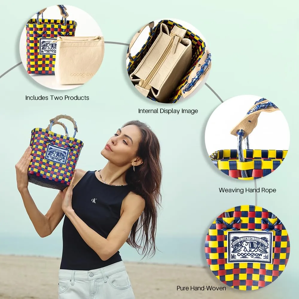Hand Woven Applique Bag, PP eco-friendly Woven Handbag, Handbag, Fashionable Travel Bag, Women's Handbag and Wallet