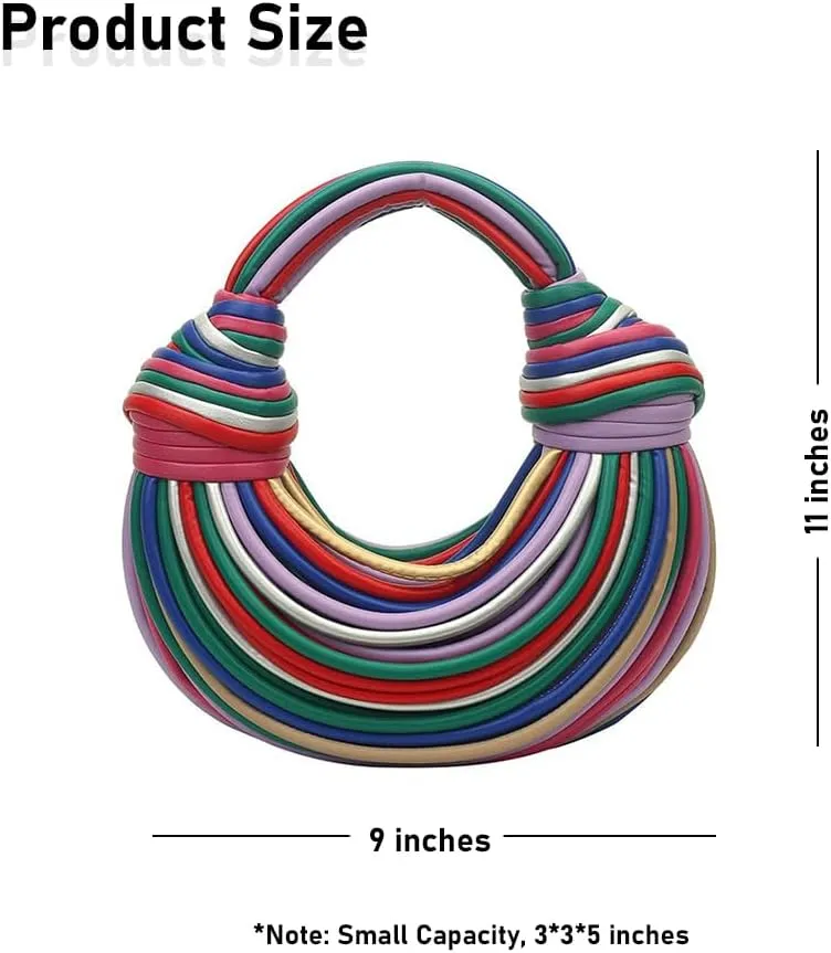 Hand-Woven Bread Women's Clutch Top Handle Satchel Shoulder Crossbody Creative Knotted Noodles Handbag Purses Underarm Bag