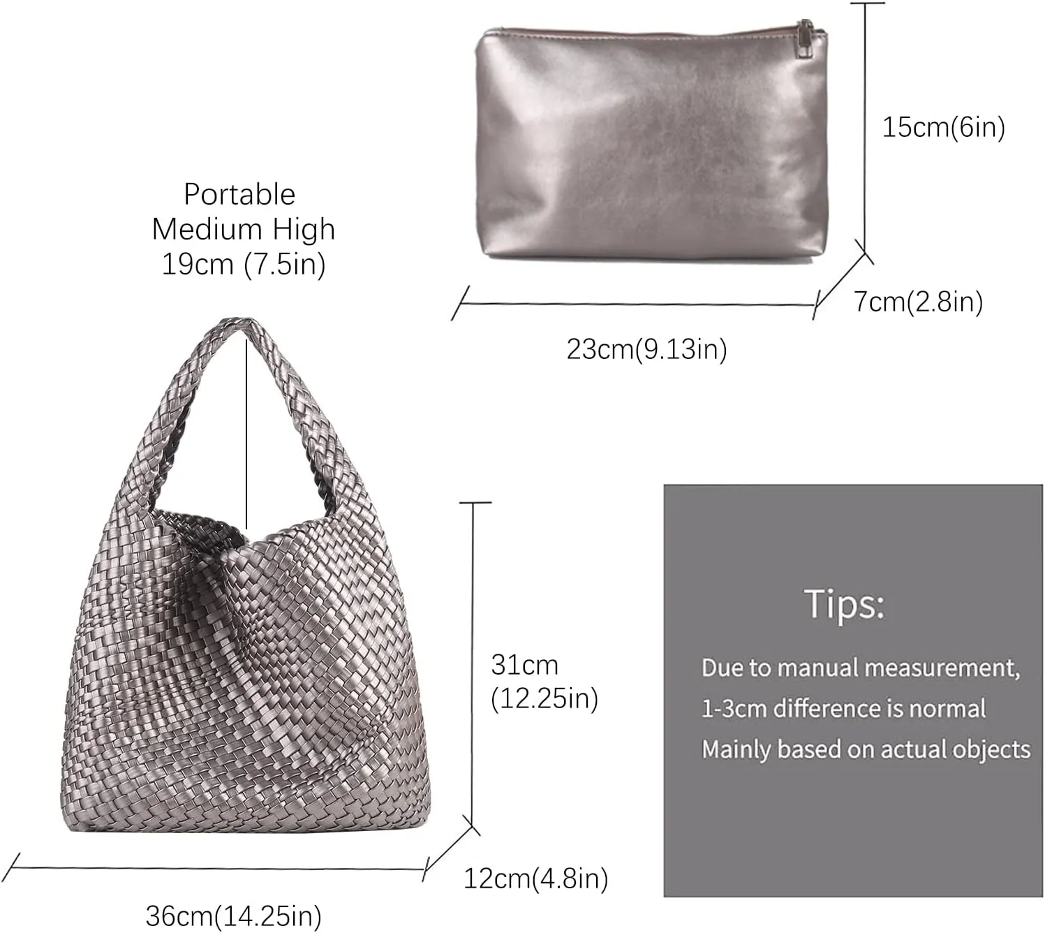 Hand Woven Tote for Women - Vegan Leather Handle Handbag, Travel Shoulder Bag, Hobo and Beach Bag With Purse