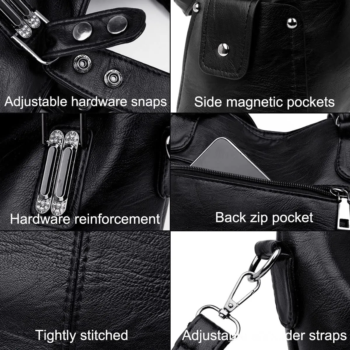 Handbag for Women PU Leather Shoulder Bag Fashion Top-Handle Satchel Multi-pocket Tote Crossbody Bag