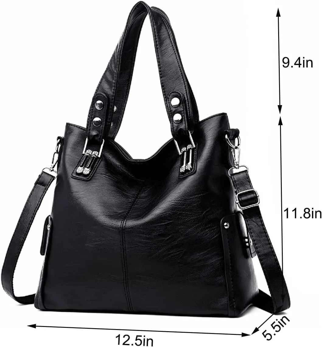 Handbag for Women PU Leather Shoulder Bag Fashion Top-Handle Satchel Multi-pocket Tote Crossbody Bag