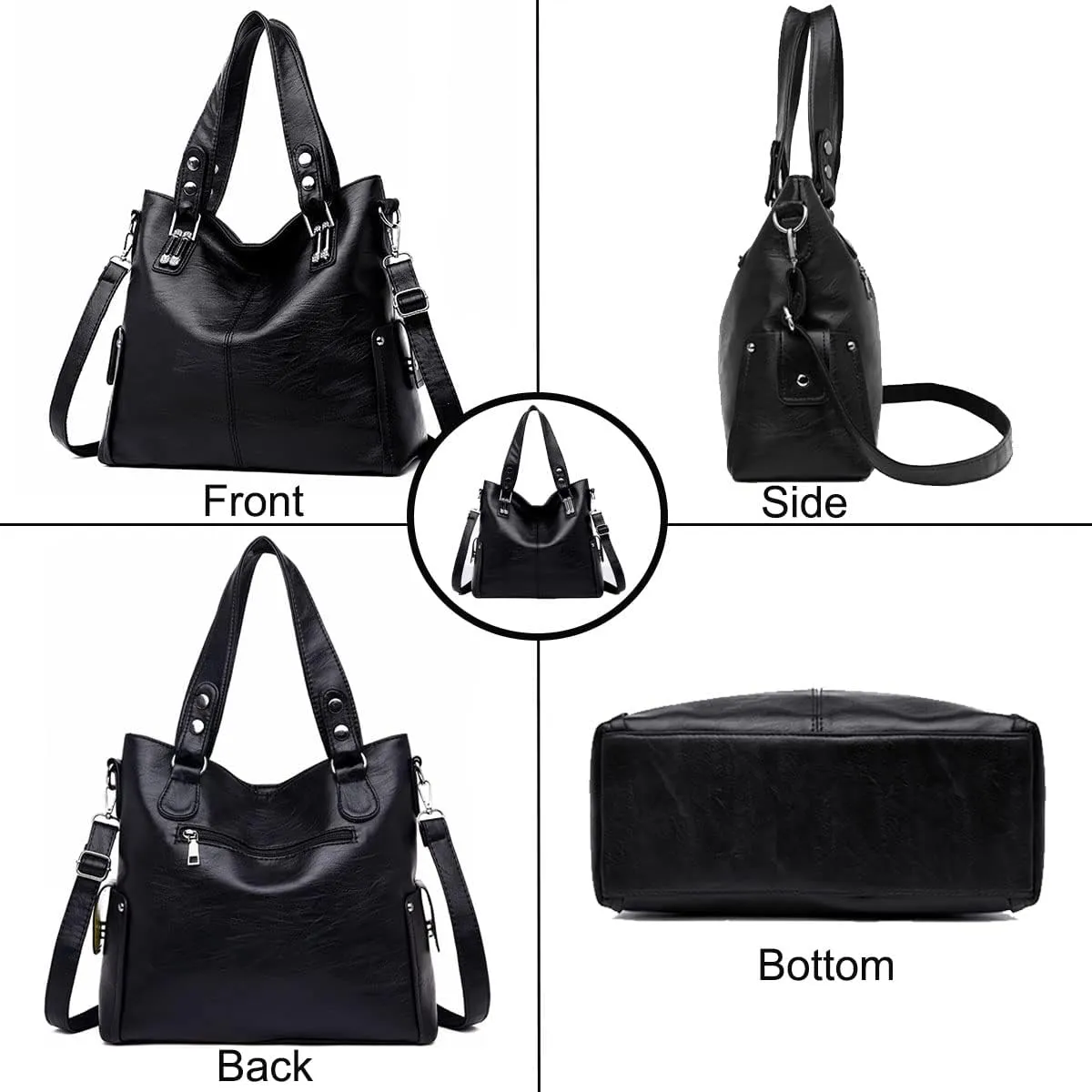 Handbag for Women PU Leather Shoulder Bag Fashion Top-Handle Satchel Multi-pocket Tote Crossbody Bag