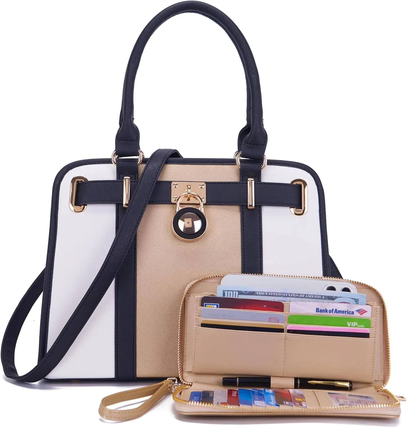 Handbags Sets For Women Shoulder Bags Top Handle Work Satchel Tote Purses Set With Matching Wallet 2pcs