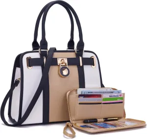 Handbags Sets For Women Shoulder Bags Top Handle Work Satchel Tote Purses Set With Matching Wallet 2pcs