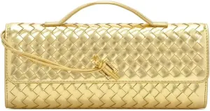 Handmade Woven Evening Bag for Women Casual Clutch Purse Leather Shoulder Handbag Fashion Crossbody Bag