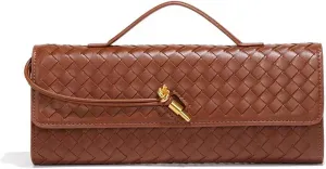 Handmade Woven Evening Bag for Women Casual Clutch Purse Leather Shoulder Handbag Fashion Crossbody Bag