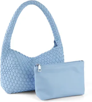 Handmade Woven Tote Bag - Women's Vegan Leather Shoulder Bag With Purses