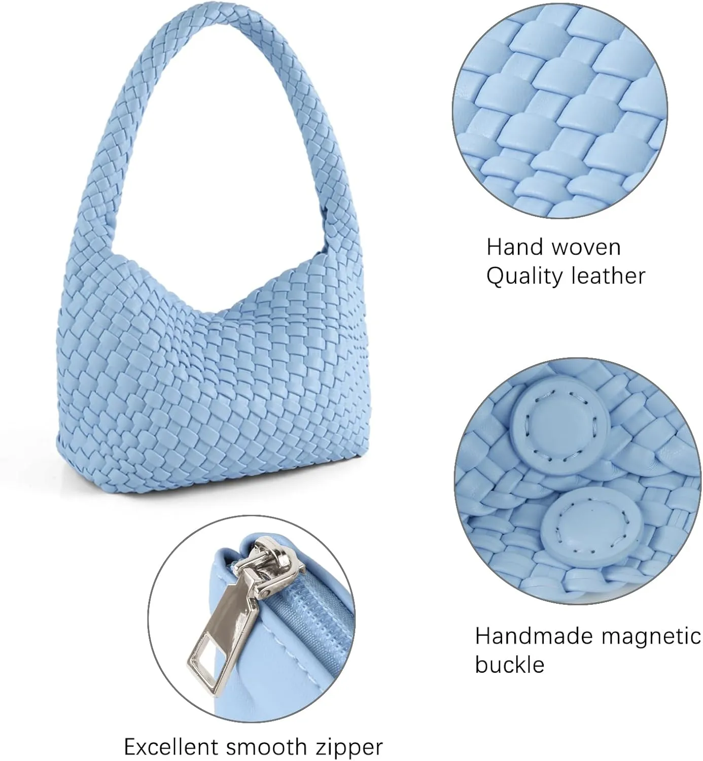 Handmade Woven Tote Bag - Women's Vegan Leather Shoulder Bag With Purses