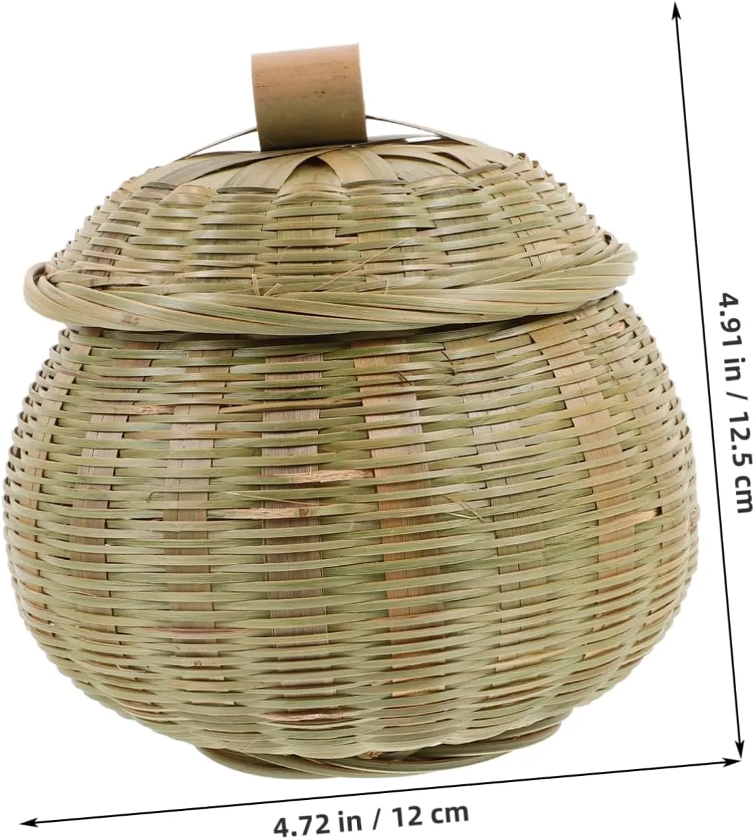 Handwoven Bamboo Storage Basket with Lid Round Household Organizer for Desktop Small Snack Toy Holder