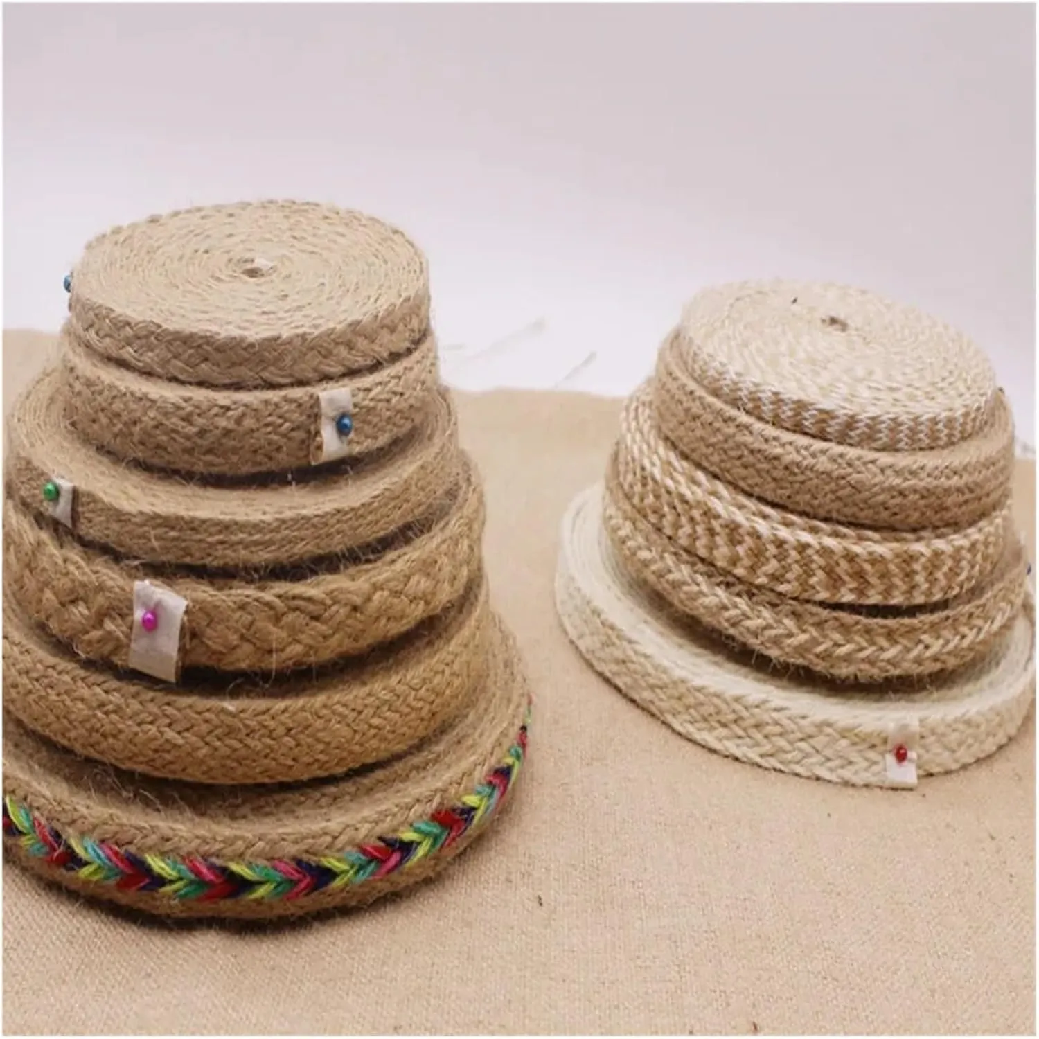 Handwoven Colorful Thick Flat Rope Vase, Decorative Hemp Rope, DIY Home Packaging Bottle, Wide Mixed Jute Ribbon(17 shares10m)