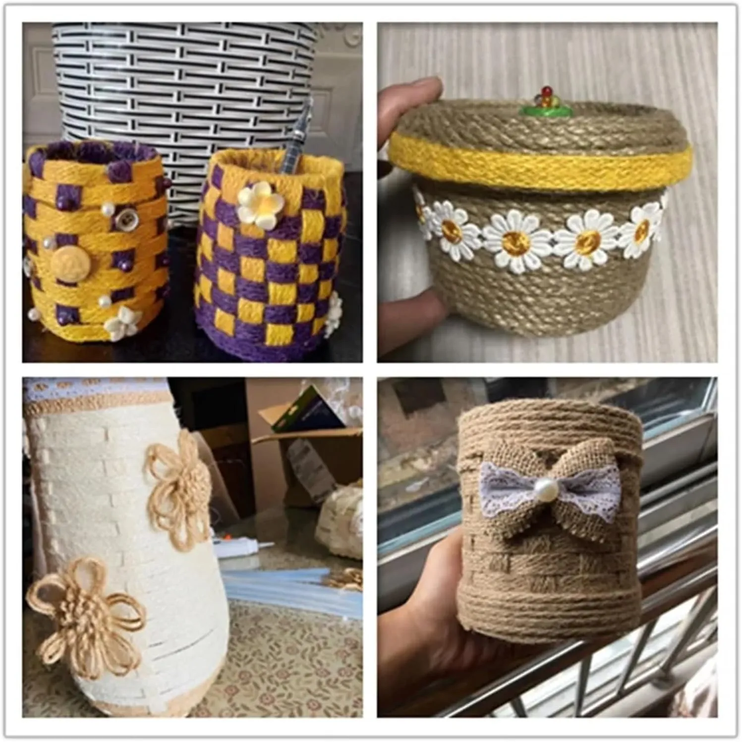 Handwoven Colorful Thick Flat Rope Vase, Decorative Hemp Rope, DIY Home Packaging Bottle, Wide Mixed Jute Ribbon(17 shares10m)