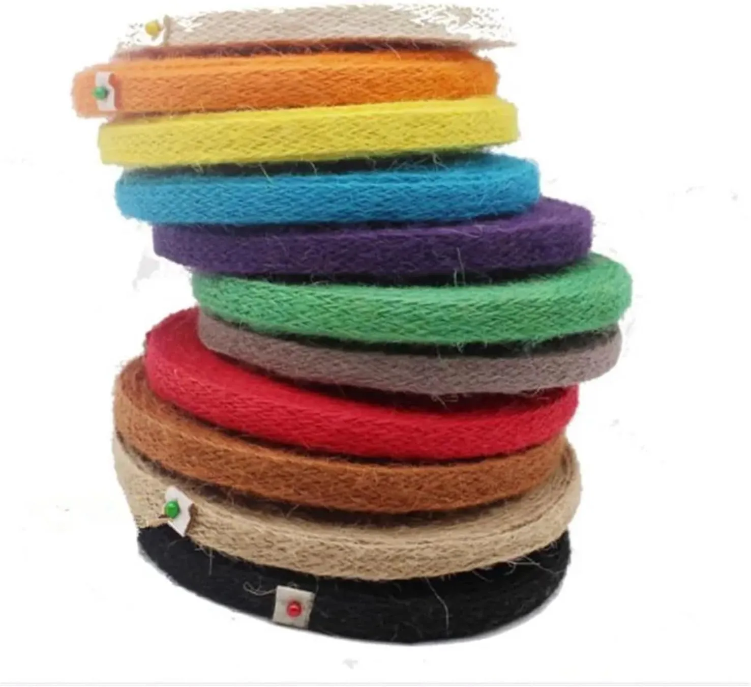 Handwoven Colorful Thick Flat Rope Vase, Decorative Hemp Rope, DIY Home Packaging Bottle, Wide Mixed Jute Ribbon(17 shares10m)